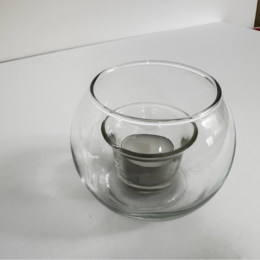 Vintage Glass Votive Holder with Round Minimalist Design adds Classic Charm